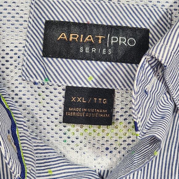 Ariat Pro Series Daniel Classic Long Sleeve Buttone Down Shirt Blue White XXL - Picture 6 of 9
